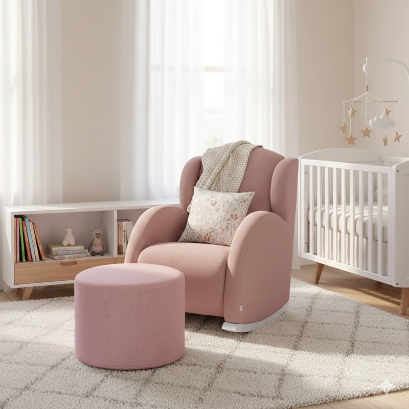 Set houpacího křesla a pufu Micuna v dětském pokoji